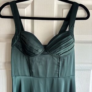 SHEIN | Emerald Satin Dress with Rushed Bustier Style - XS